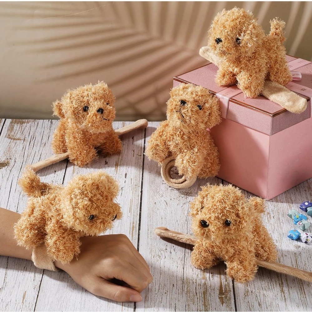 16 pack Plush Puppy Slap Bracelets - Tan